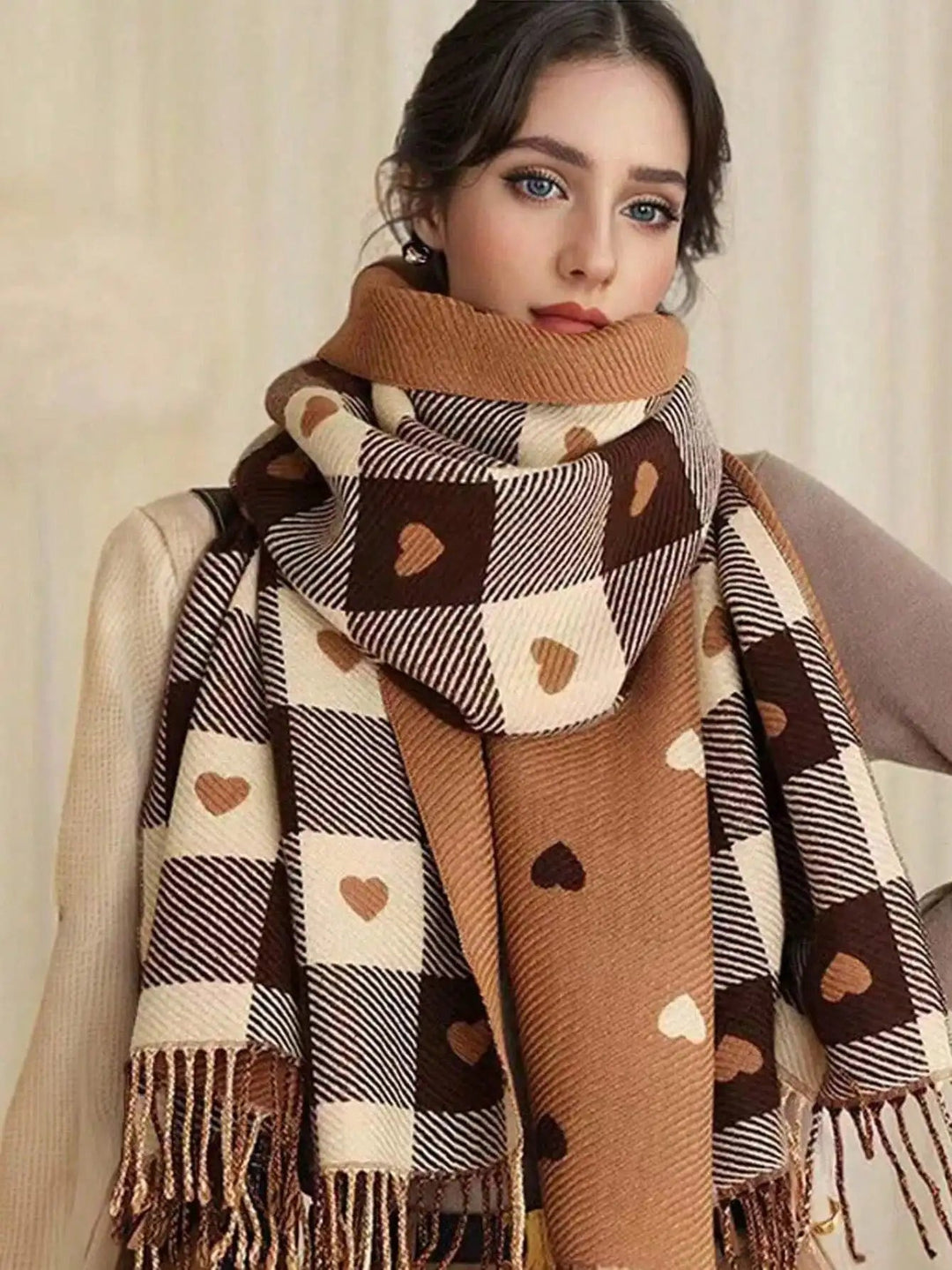 Cosy Checkered Winter Scarf Shawl