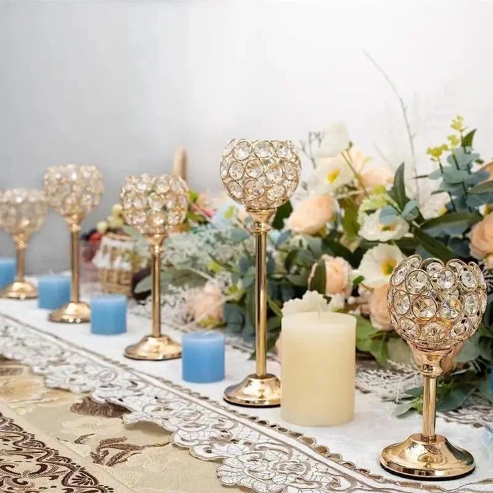 Candle Holder | Sparkling Crystal Design, Vintage-Inspired Elegance