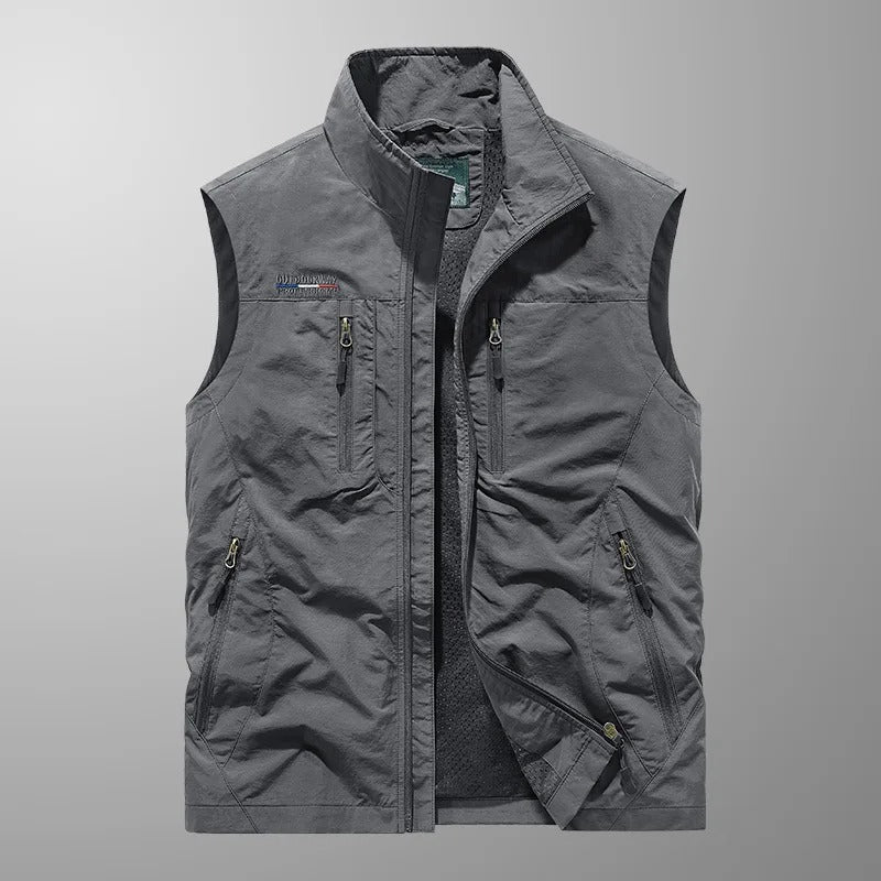 Men's Zip-Through Padded Gilet for Autumn and Winter in Black, image 10