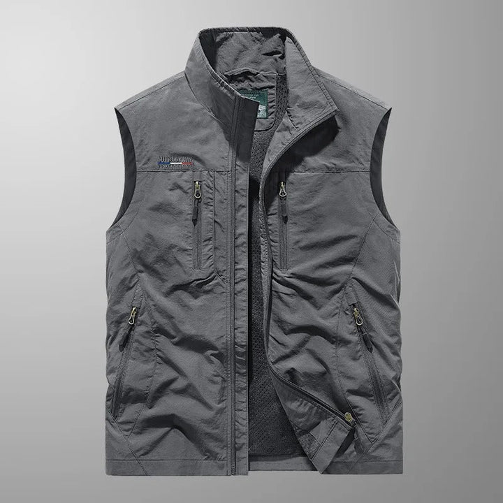 Men's Zip-Through Padded Gilet for Autumn and Winter in Black, image 10