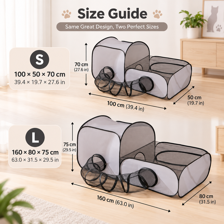 Indoor Cat Playpen with Tunnel & Resting Tent for Safe Home Play