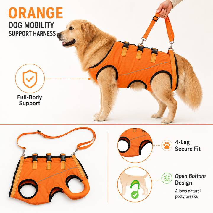 Full-Body Dog Mobility Support Harness for Stairs & Car Rides