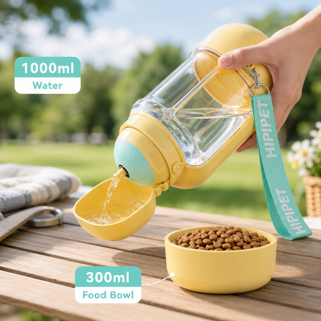 2-in-1 Portable Dog Water Bottle with Food Container