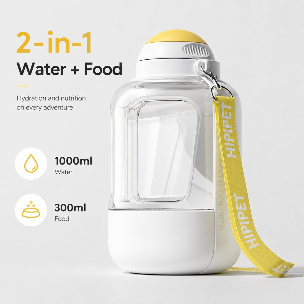 2-in-1 Portable Dog Water Bottle with Food Container