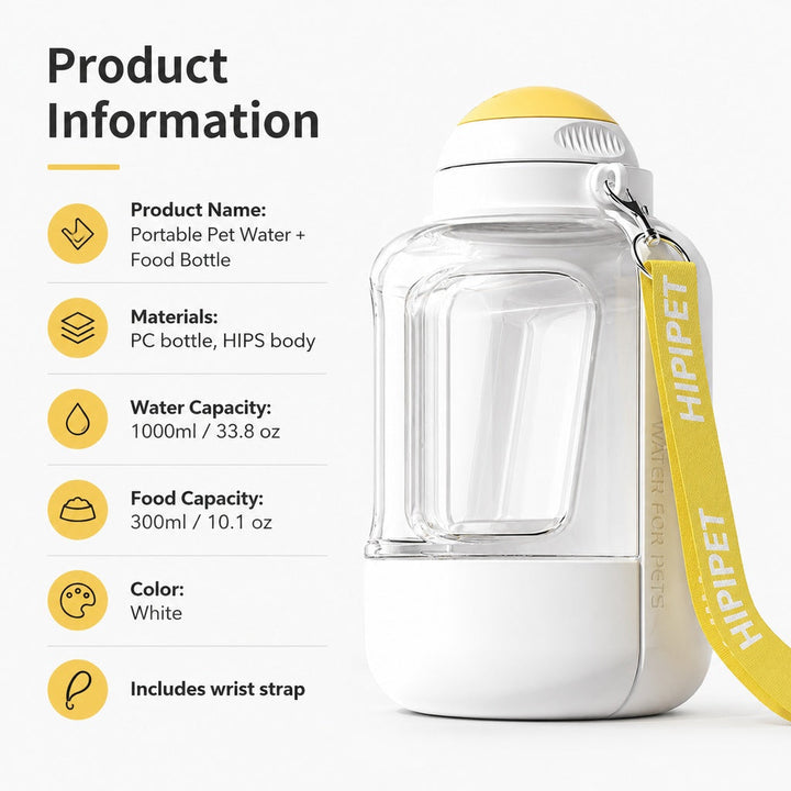 2-in-1 Portable Dog Water Bottle with Food Container