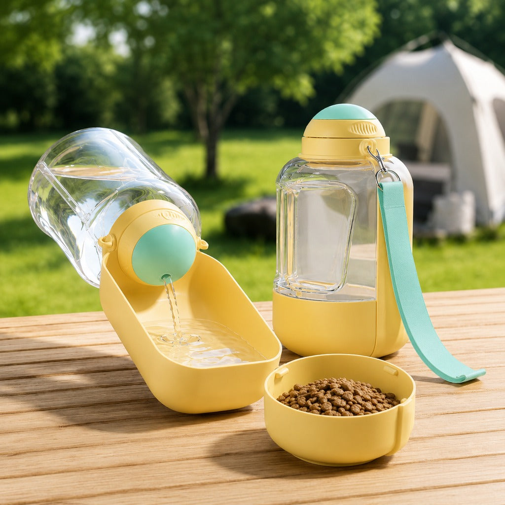 2-in-1 Portable Dog Water Bottle with Food Container