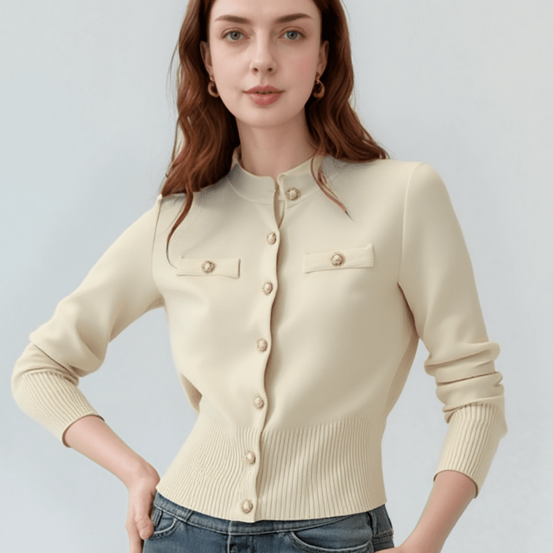 Women's Button-Front Cardigan in Beige, image 5