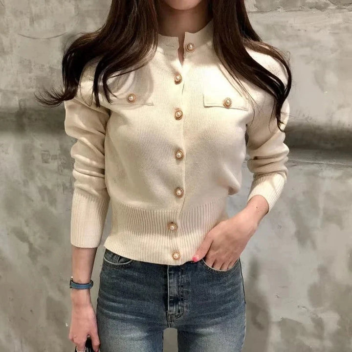 Women's Button-Front Cardigan in Beige, image 6
