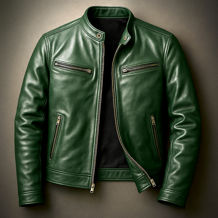 Zip-Through Lined Leather-Look Jacket for Men, image 6