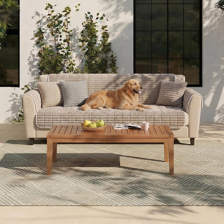 Waterproof One Piece Flannel Sofa Cover with Non Slip Backing and Washable Design