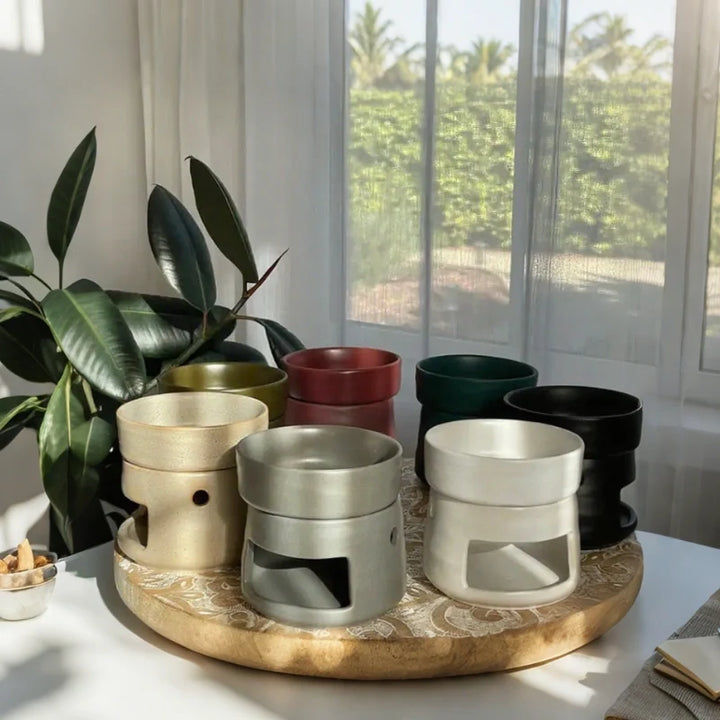 Ceramic Diffuser | Dual-Chamber Functionality, Serene Candle Glow