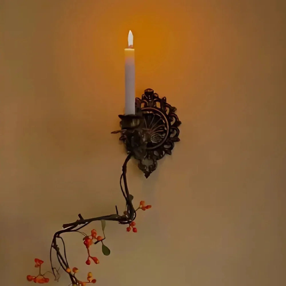 Candle Sconce | Ornate Vintage Design, Rich Cast Iron
