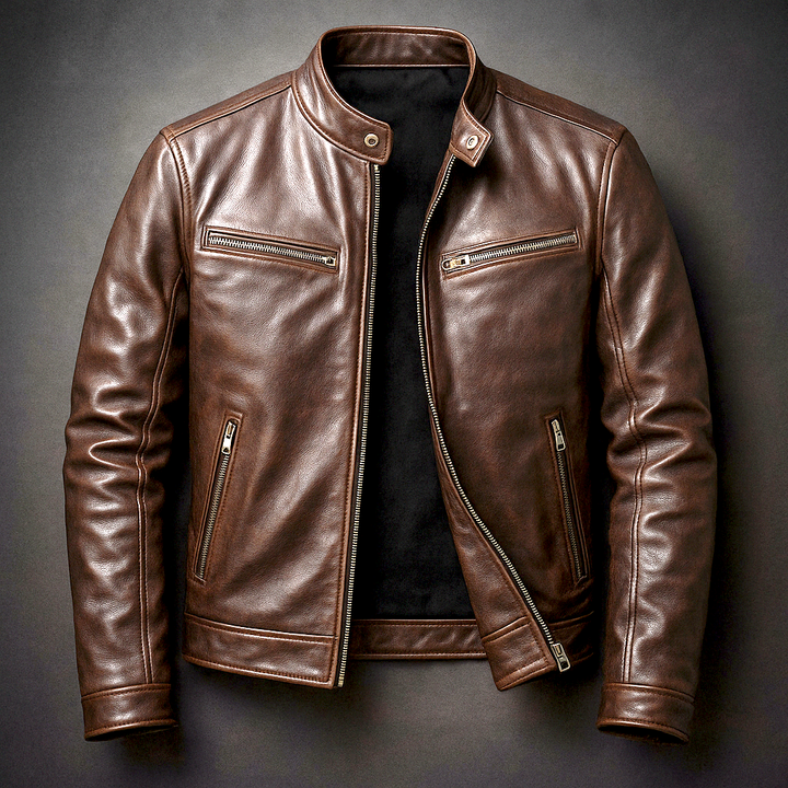 Zip-Through Lined Leather-Look Jacket for Men, image 4