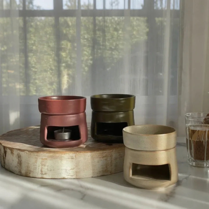 Ceramic Diffuser | Dual-Chamber Functionality, Serene Candle Glow