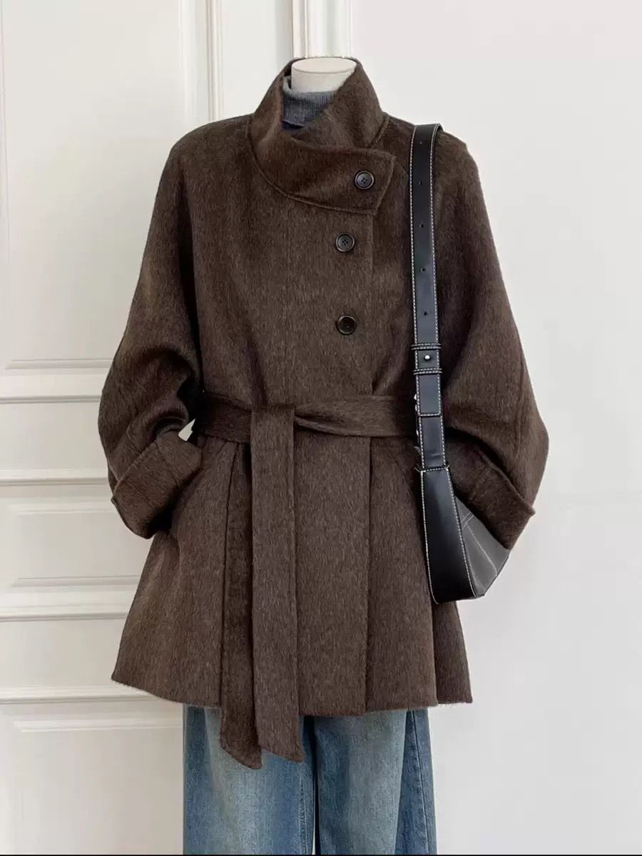 Belted Coat for Women in Brown, image 3