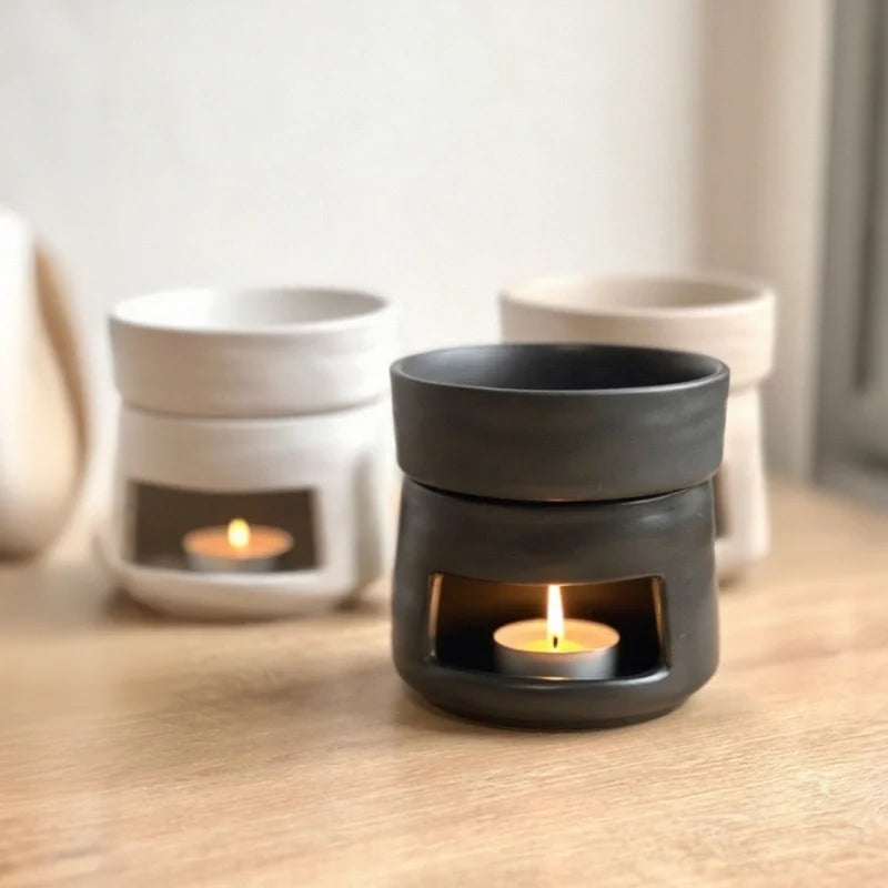Ceramic Diffuser | Dual-Chamber Functionality, Serene Candle Glow