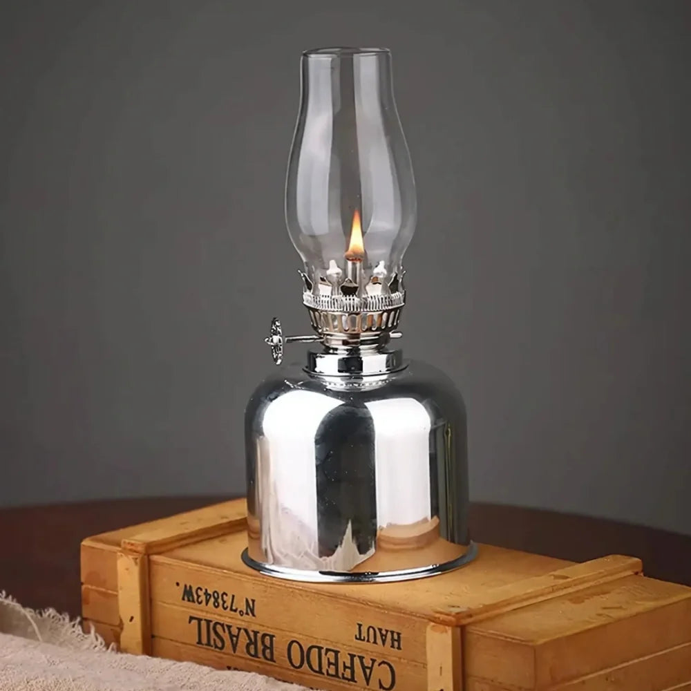 Oil Lamp | Timeless Vintage Design, Adjustable Flame Control