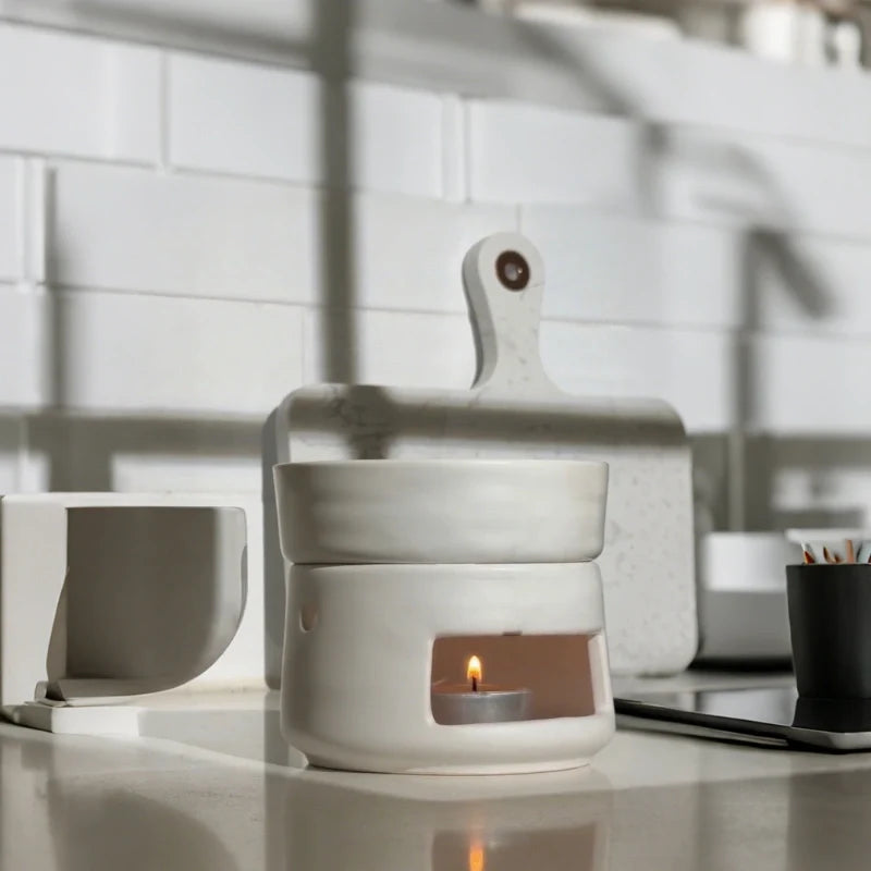 Ceramic Diffuser | Dual-Chamber Functionality, Serene Candle Glow