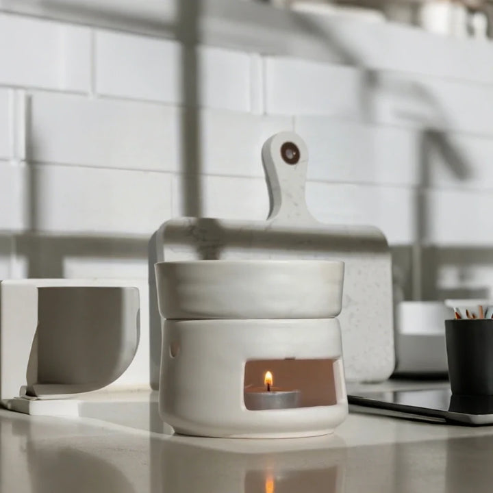 Ceramic Diffuser | Dual-Chamber Functionality, Serene Candle Glow