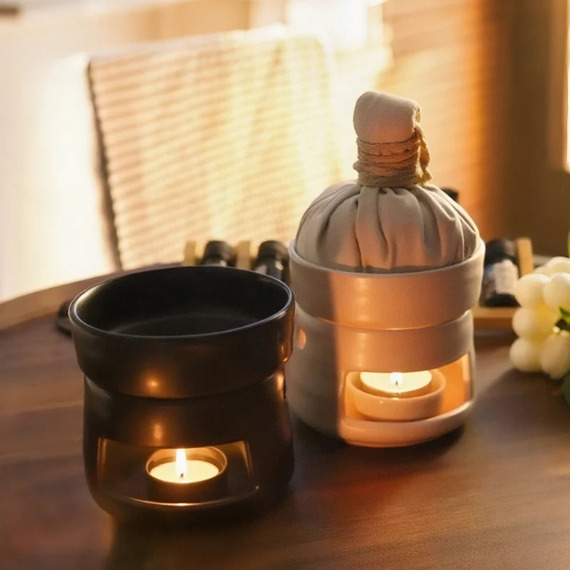 Ceramic Diffuser | Dual-Chamber Functionality, Serene Candle Glow