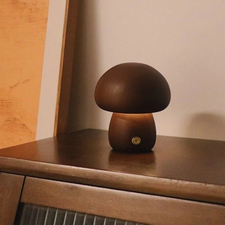 Wooden Table Lamp | Solid Wood Craftsmanship, Cordless & Rechargeable