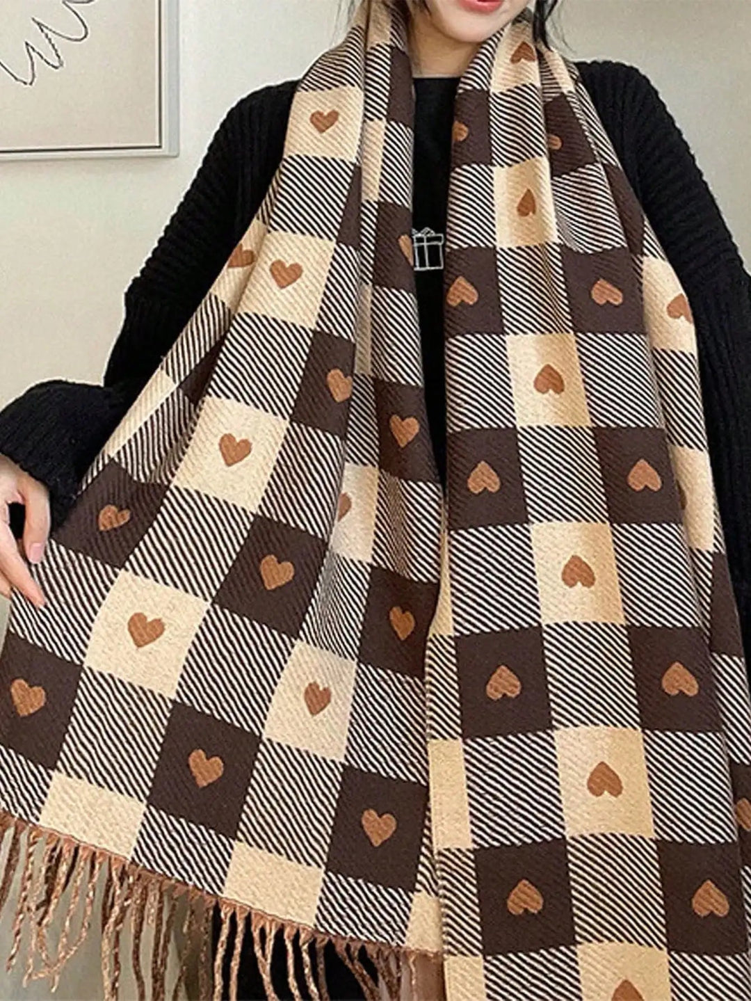 Cosy Checkered Winter Scarf Shawl
