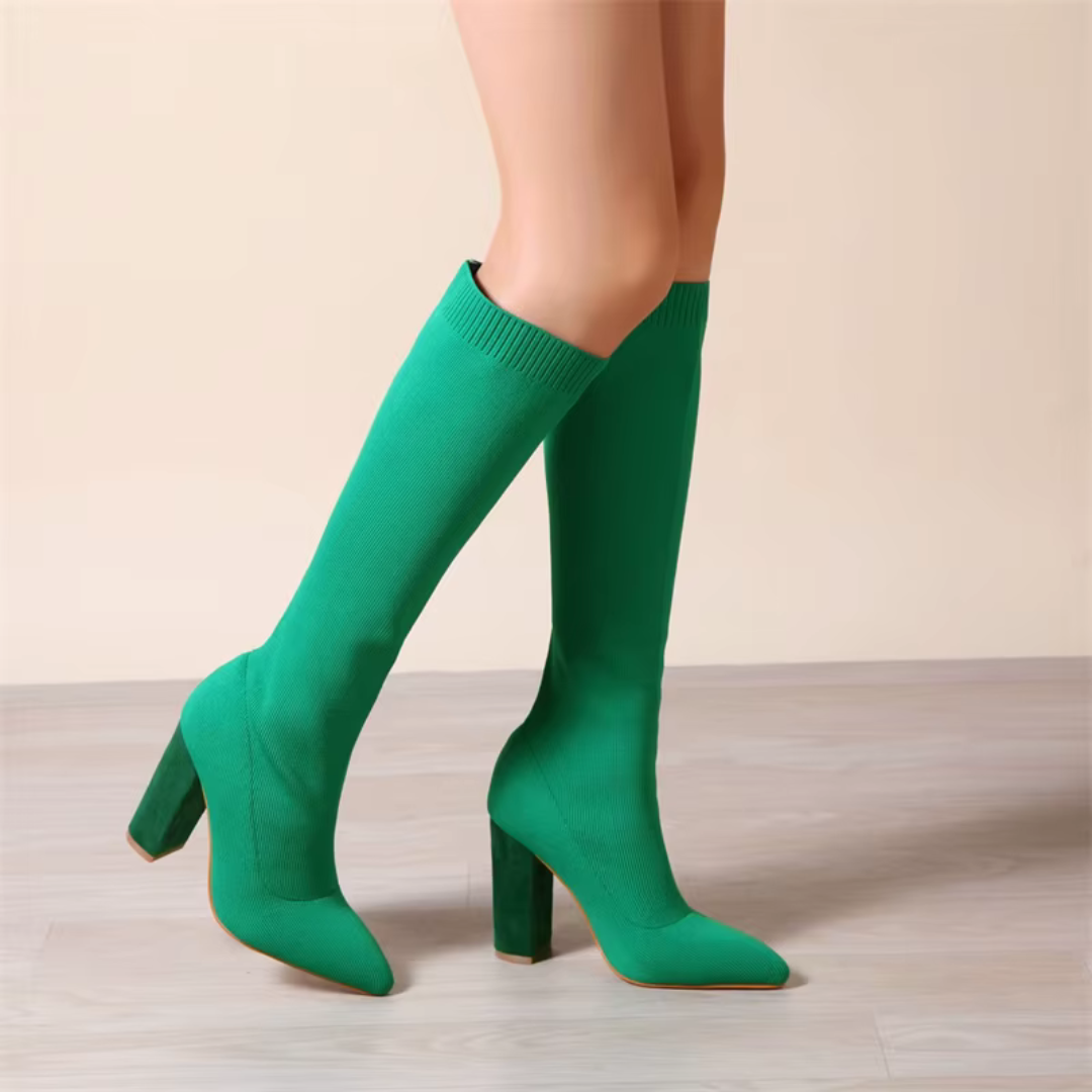 Women's Knitted High-Heel Winter Boots
