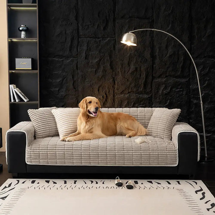 Waterproof One Piece Flannel Sofa Cover with Non Slip Backing and Washable Design