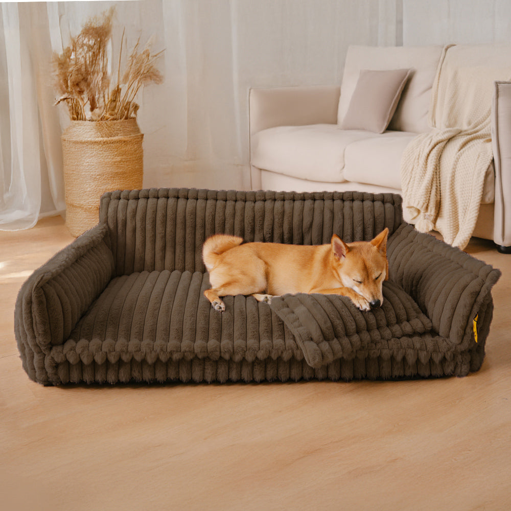 Orthopedic Dog Sofa Bed with Egg Crate Foam and Washable Plush Cover