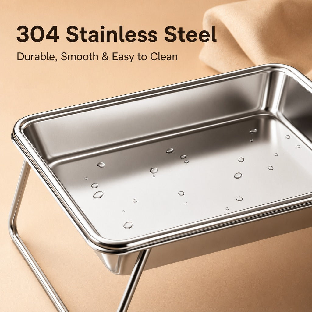 Elevated 304 Stainless Steel Pet Bowl with Stand for Cats & Dogs