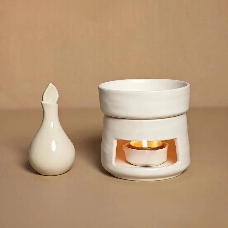 Ceramic Diffuser | Dual-Chamber Functionality, Serene Candle Glow