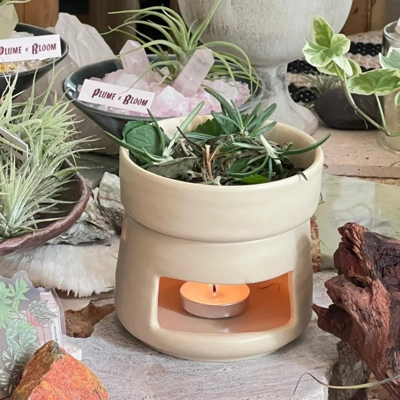 Ceramic Diffuser | Dual-Chamber Functionality, Serene Candle Glow