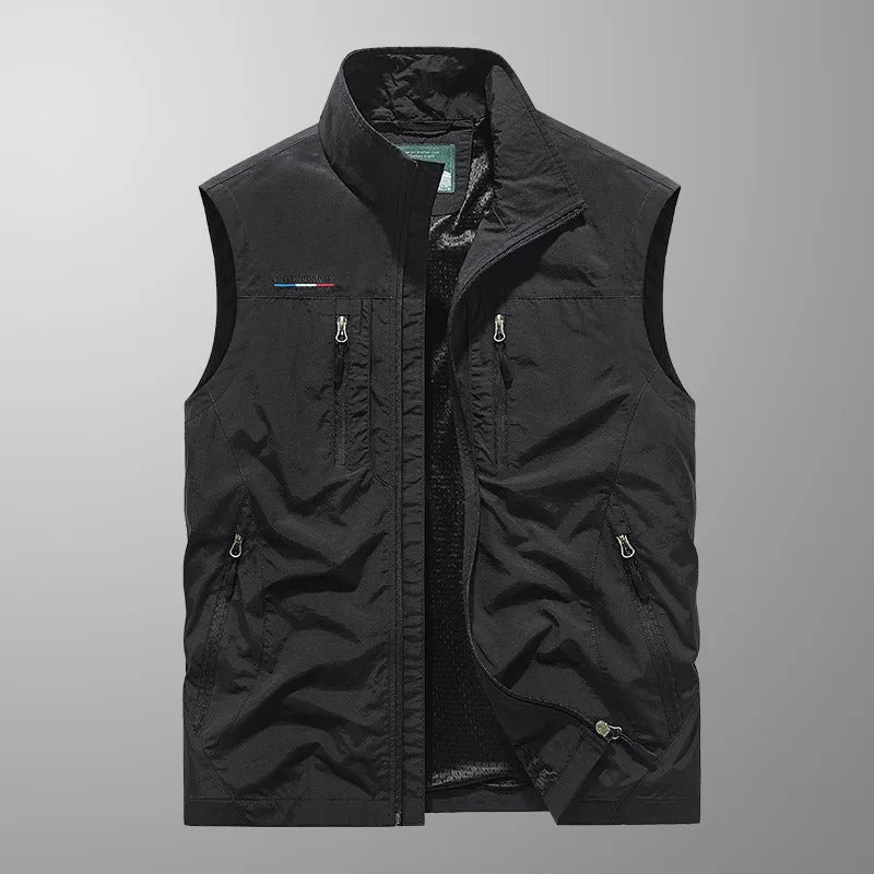 Men's Zip-Through Padded Gilet for Autumn and Winter in Black, image 9