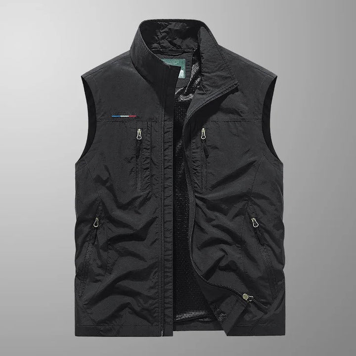 Men's Zip-Through Padded Gilet for Autumn and Winter in Black, image 9