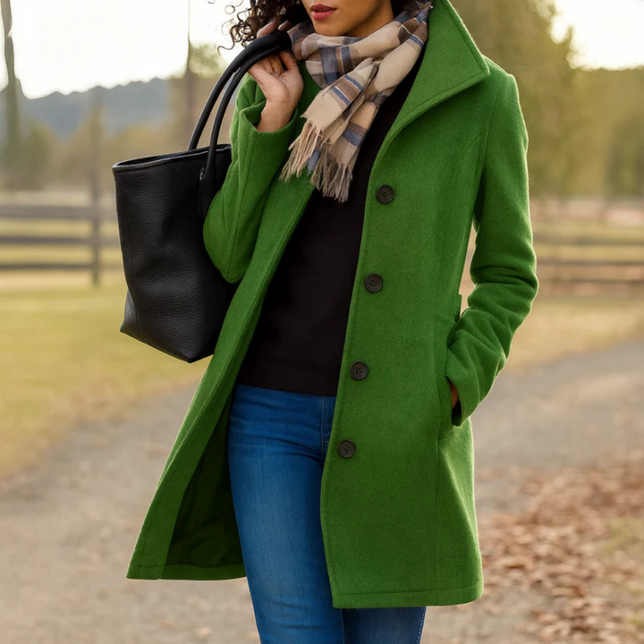 Women's Button-Front Coat in Brown in Green