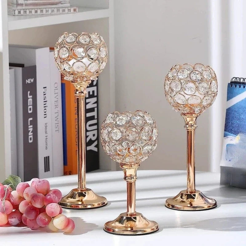 Candle Holder | Sparkling Crystal Design, Vintage-Inspired Elegance