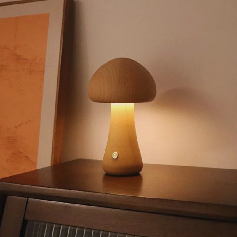 Wooden Table Lamp | Solid Wood Craftsmanship, Cordless & Rechargeable