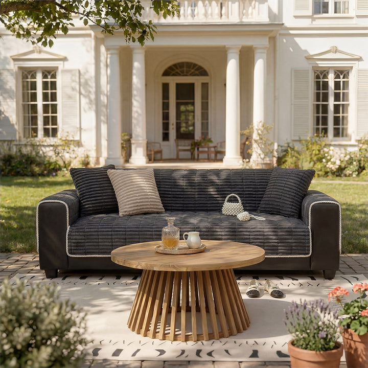 Waterproof One Piece Flannel Sofa Cover with Non Slip Backing and Washable Design
