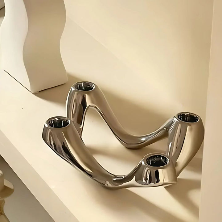 Vague Ripple Ceramic Candelabra