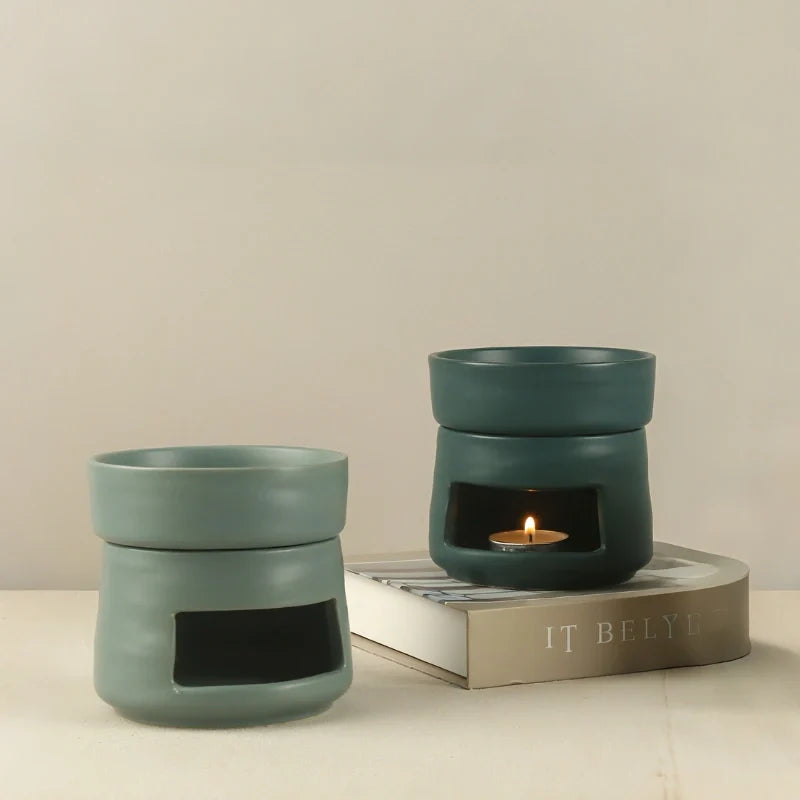 Ceramic Diffuser | Dual-Chamber Functionality, Serene Candle Glow