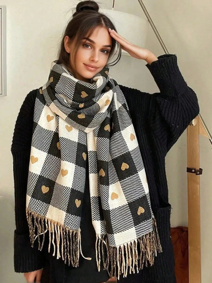 Cosy Checkered Winter Scarf Shawl