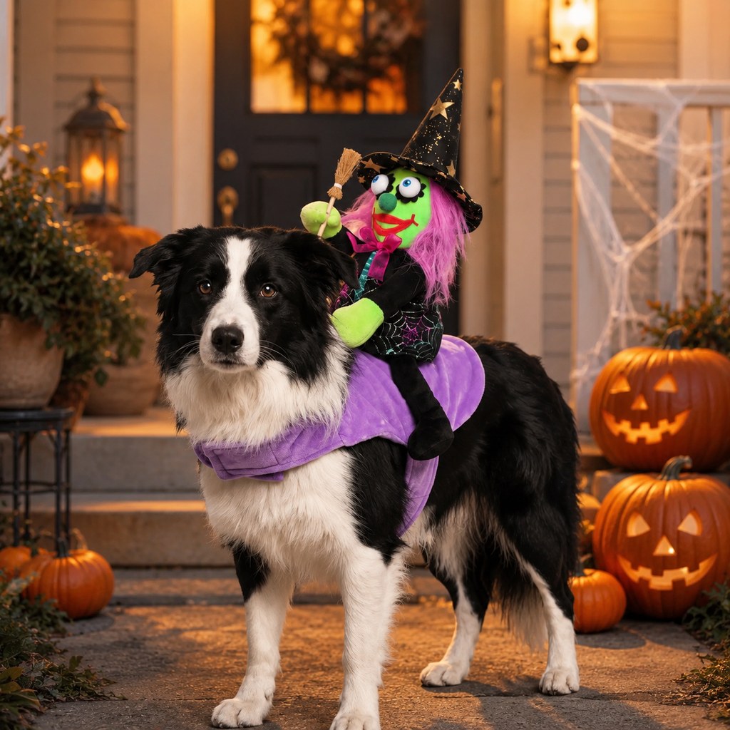 3D Witch Rider Halloween Pet Costume for Trick-or-Treating, Parties & Photos