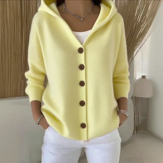 Women's Hooded Cardigan in Yellow