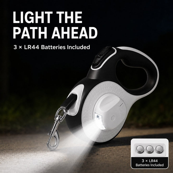 LED Retractable Dog Leash for Evening Walks