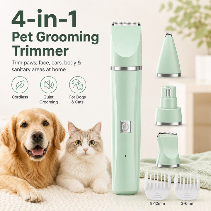 4-in-1 Cordless Pet Grooming Trimmer for Dogs & Cats