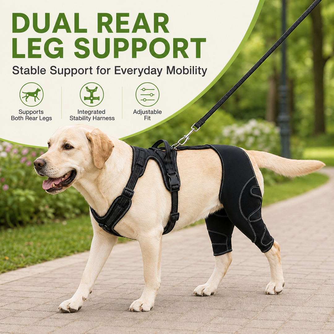 Dual Rear Leg Dog Support Brace with Harness | Walking Stability for Weak Hind Legs