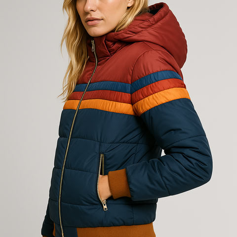 Women's Retro Striped Quilted Jacket