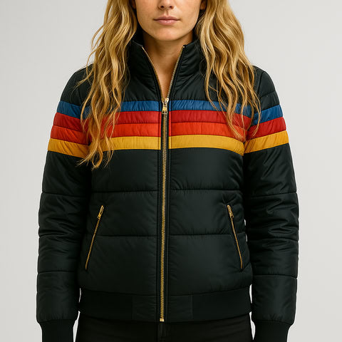 Women's Retro Striped Quilted Jacket