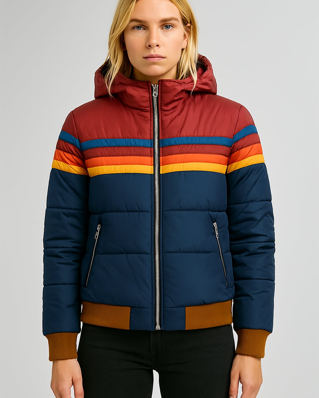 Women's Retro Striped Quilted Jacket