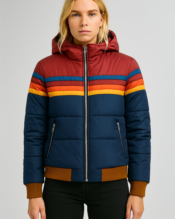 Women's Retro Striped Quilted Jacket